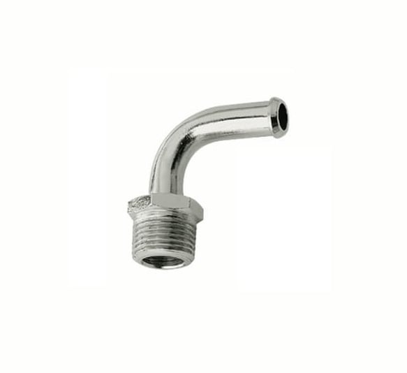 Mr. Gasket Fuel Line Fitting - 3/8 Inch NPT to 3/8 Inch Hose Barb - 90¡ - Chrome