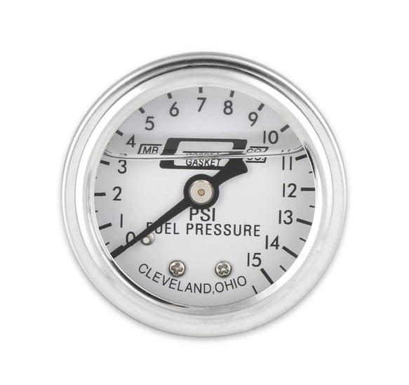 Mr. Gasket Fuel Pressure Gauge - 0-15 PSI - 1/2 Inch Diameter - Liquid Filled MR GASKET