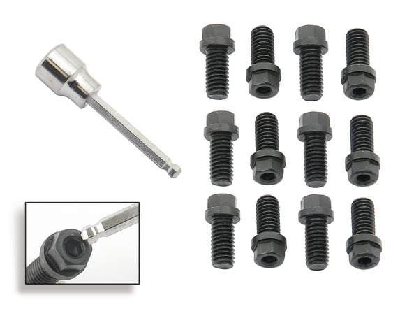 Mr. Gasket Header Bolts - 3/8-16 x 3/4 Inch Hex & Socket Head - Black Oxide