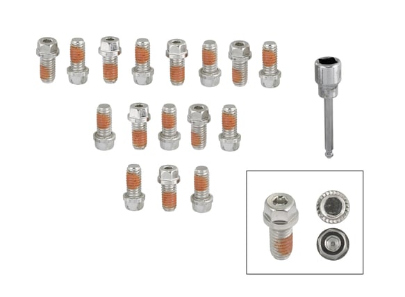Mr. Gasket Headlock Locking Header Bolts - 3/8-16 x 3/4 Inch - Set of 16 MR GASKET