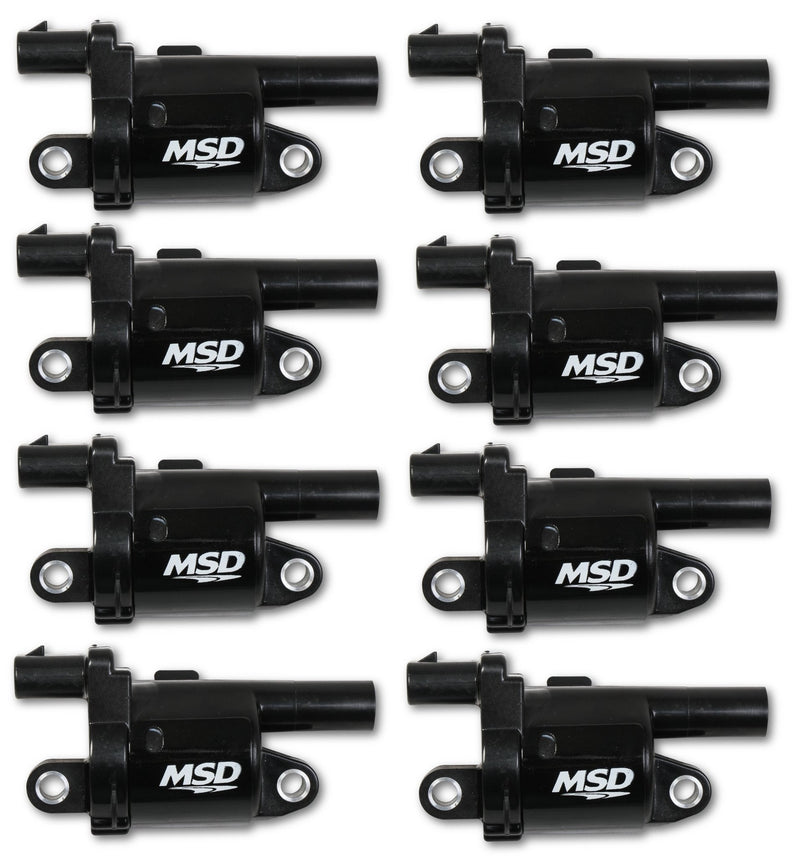 MSD Ignition Coil - Blaster Series - Gen V GDI Engine - Black - 8-Pack- Round MSD Autoparts