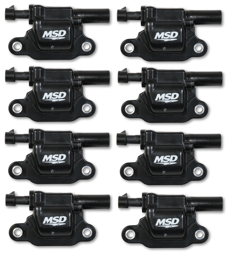 MSD Ignition Coil - Blaster Series - Gen V GDI Engine - Black - 8-Pack - Square MSD Autoparts