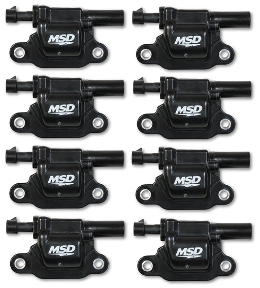 MSD Ignition Coil - Blaster Series - Gen V GDI Engine - Black - 8-Pack - Square MSD Autoparts