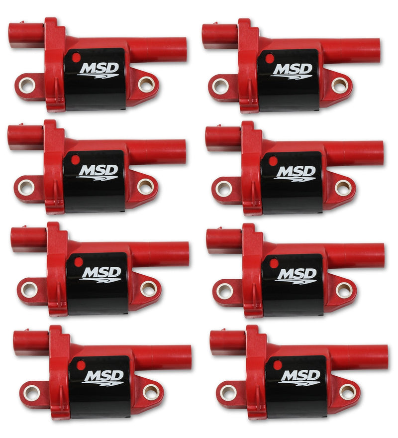 MSD Ignition Coil - Blaster Series - Gen V GDI Engine - Red - 8-Pack - Round MSD Autoparts