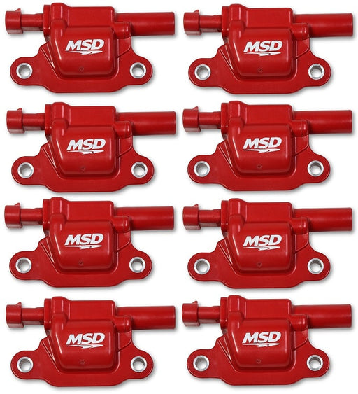 MSD Ignition Coil - Blaster Series - Gen V GDI Engine - Red - 8-Pack - Square MSD Autoparts