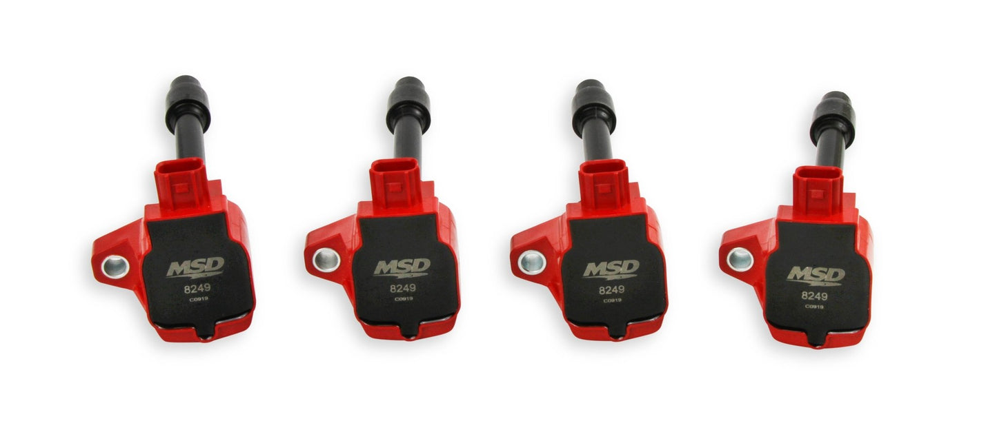 MSD Ignition Coil - Blaster Series - Honda 1.5L/2.0L/2.0L Turbo 4-cyl-Red-4-Pack MSD Autoparts