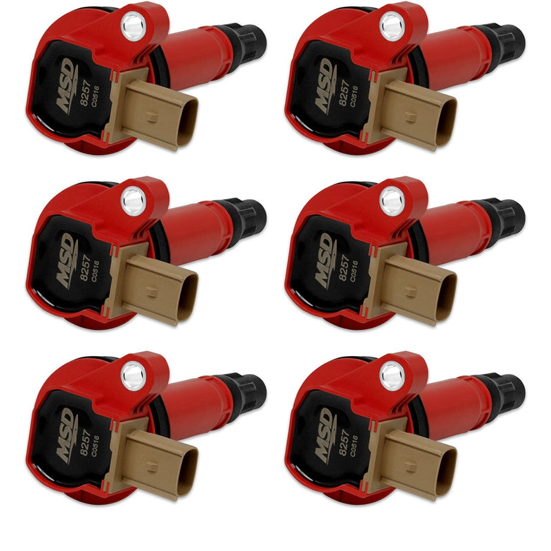 MSD Ignition Coil - Ford EcoBoost - 3.5L V6 - 3-Pin Connector - Red - 6-Pack MSD Autoparts
