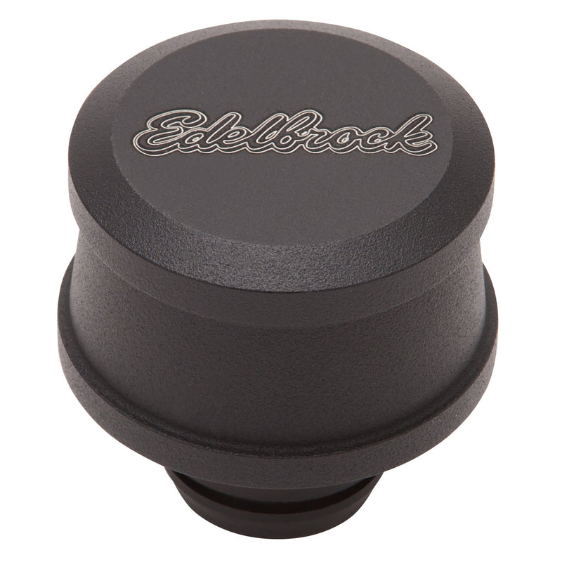 Push-in Round Billet Aluminum Breather - Black EDELBROCK Autoparts