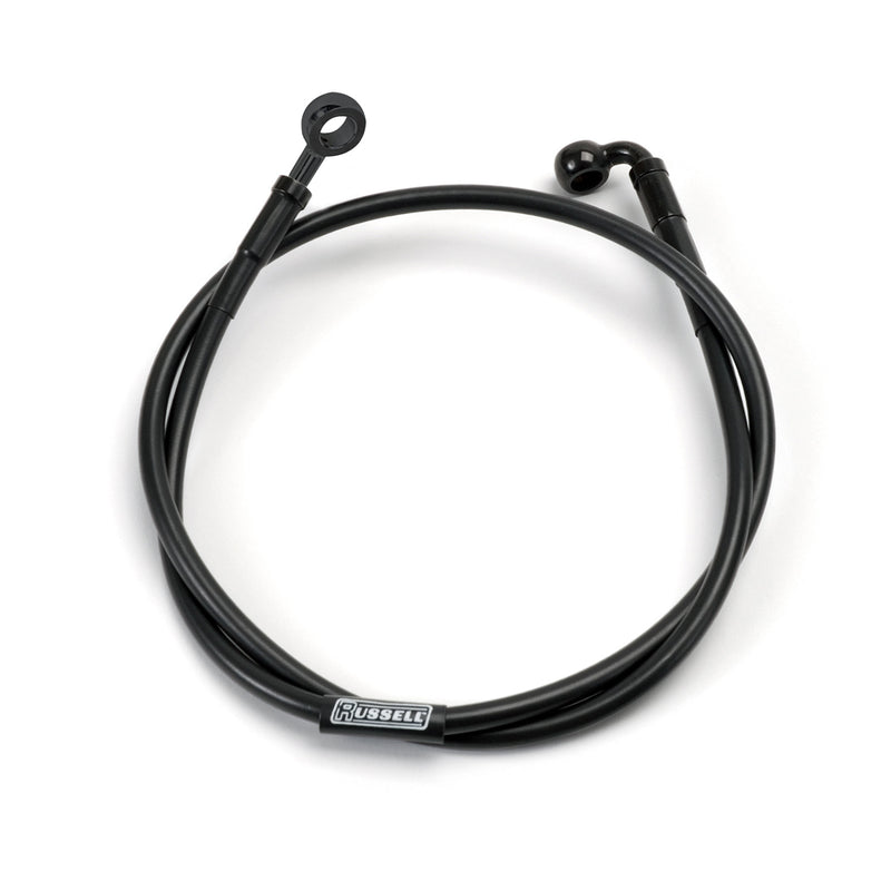 Russell ProSwivel Brake Hose Kit, Straight 7/16 Inch ID Banjo x 10mm ID 90 Degree Banjo Inch 40 Inch Length, Black EDELBROCK Autoparts