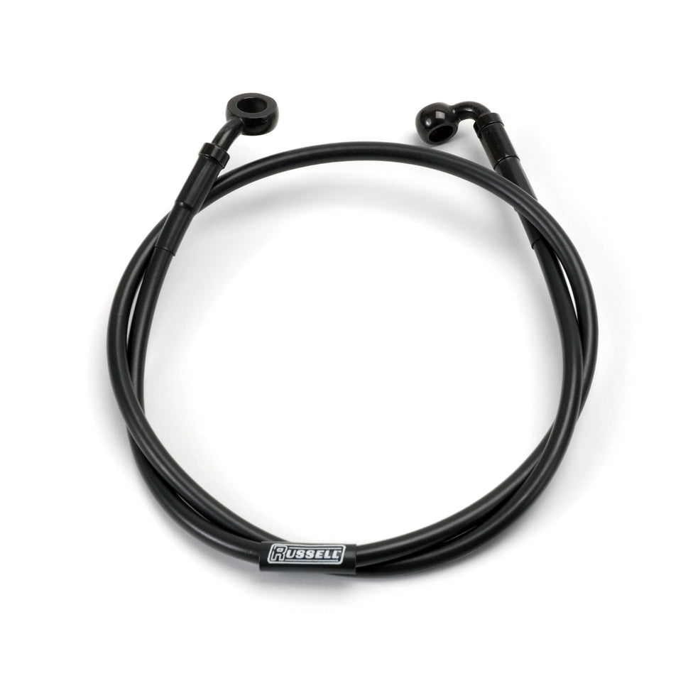 Russell ProSwivel Brake Hose Kit, 35 Degree, 7/16 Inch ID Banjo x 10mm ID 90 Degree Banjo Inch 40 Inch Length, Black