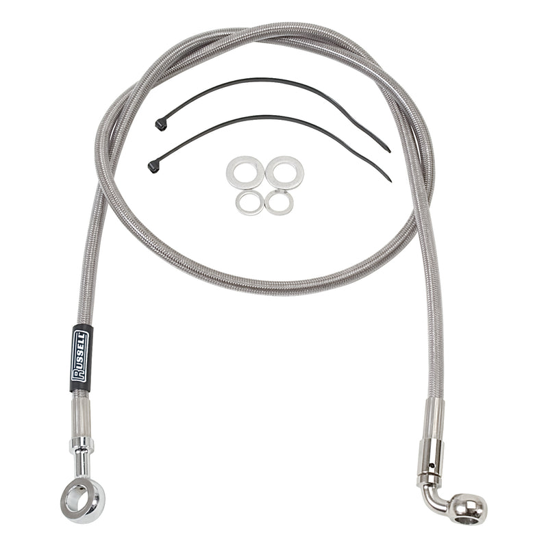 Russell ProSwivel Brake Hose Kit, Straight 7/16 Inch ID Banjo x 10mm ID 90 Degree Banjo Inch 46 Inch Length EDELBROCK Autoparts