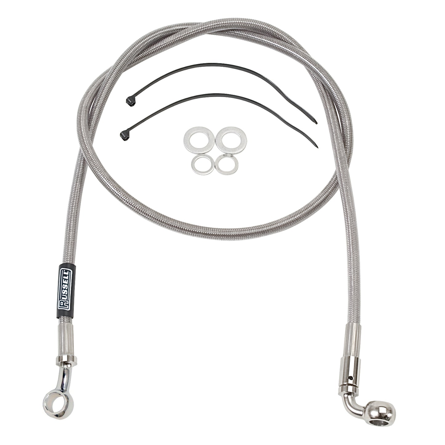 Russell ProSwivel Brake Hose Kit, 35 Degree, 7/16 Inch ID Banjo x 10mm ID 90 Degree Banjo Inch 46 Inch Length