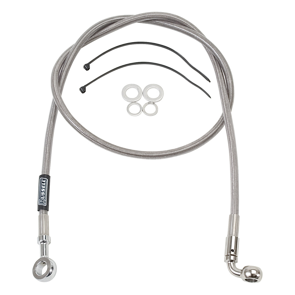 Russell ProSwivel Brake Hose Kit, Straight, 7/16 Inch ID Banjo x 10mm ID 90 Degree Banjo Inch 48 Inch Length