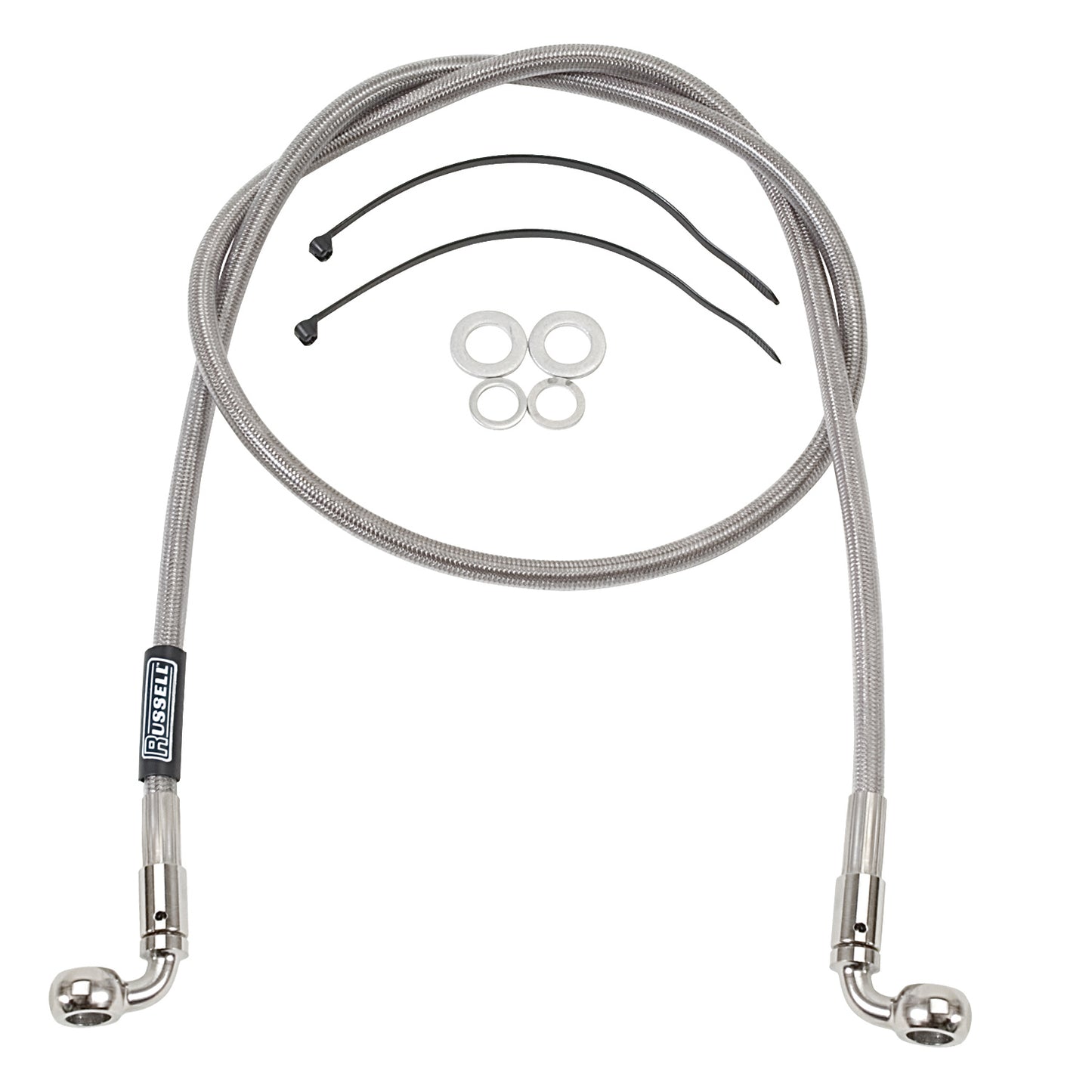 Russell ProSwivel Brake Hose Kit, 90 Degree, 7/16 Inch ID Banjo x 10mm ID 90 Degree Banjo Inch 54 Inch Length