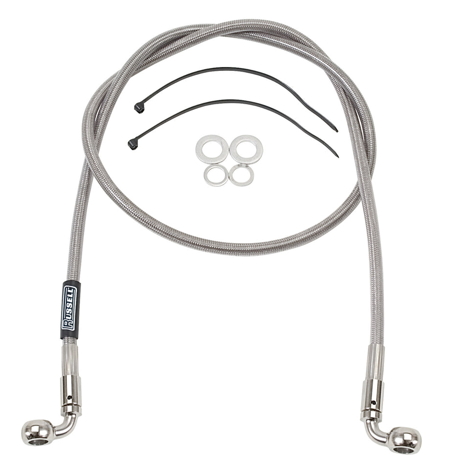 Russell ProSwivel Brake Hose Kit, 90 Degree, 7/16 Inch ID Banjo x 10mm ID 90 Degree Banjo Inch 54 Inch Length
