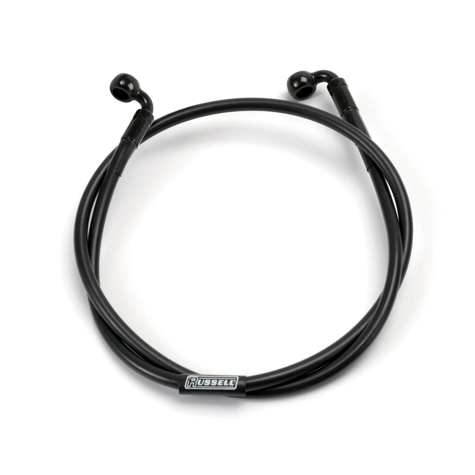 Russell ProSwivel Brake Hose Kit, 90 Degree, 3/8 Inch ID Banjo x 10mm ID 90 Degree Banjo Inch 52 Inch Length, Black
