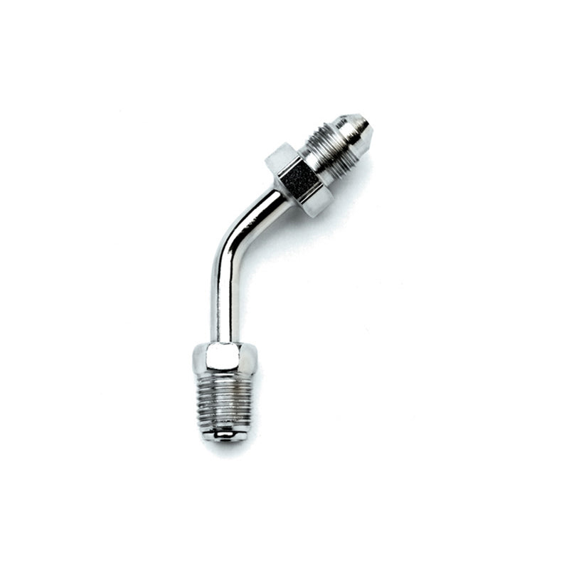 Russell 3AN x 3/8 Inch x -24 Inverted Flare 45 Degree Apapter Fitting With Chrome Finish EDELBROCK Autoparts
