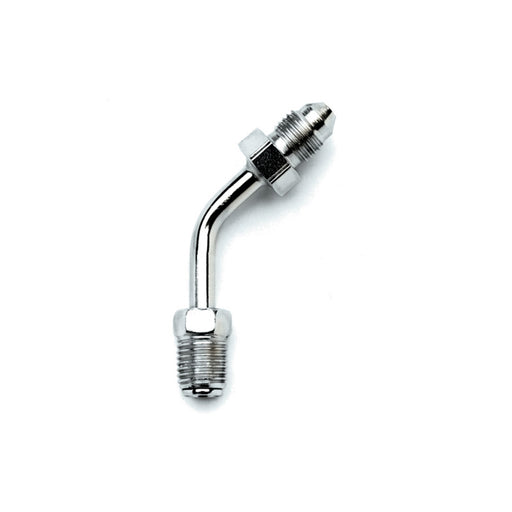 Russell 3AN x 3/8 Inch x -24 Inverted Flare 45 Degree Apapter Fitting With Chrome Finish EDELBROCK Autoparts
