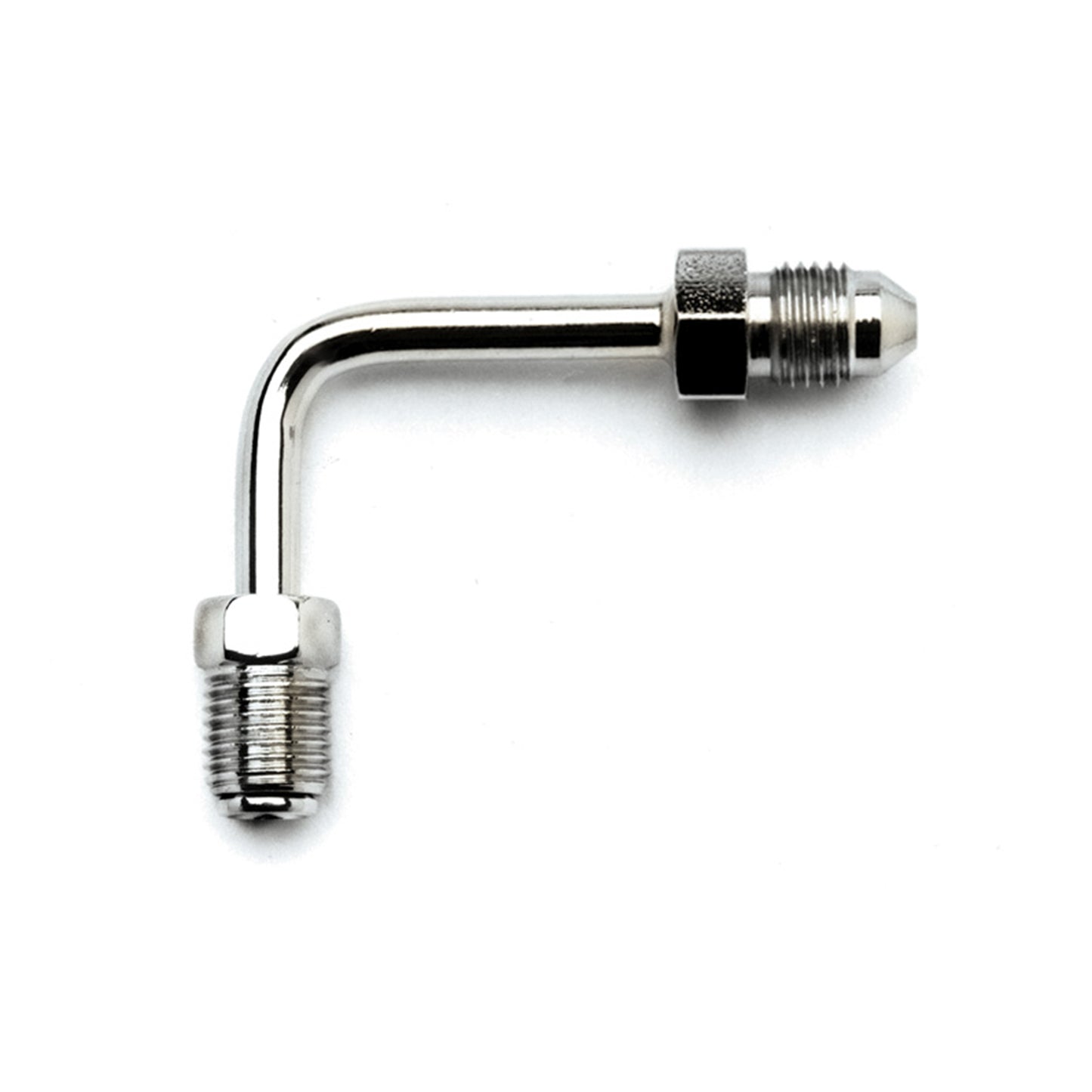Russell 3AN x 3/8 Inch x -24 Inverted Flare 90 Degree Short Apapter Fitting With Chrome Finish
