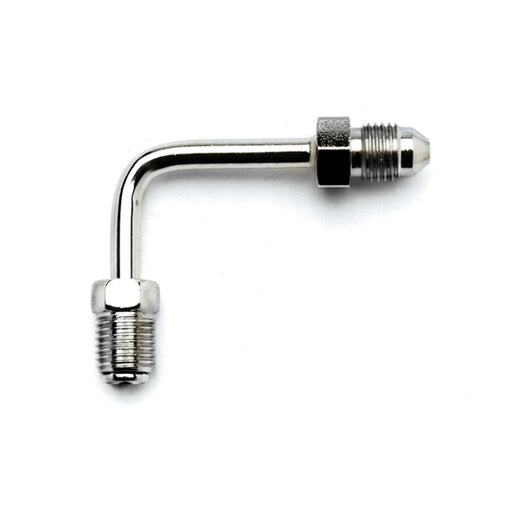 Russell 3AN x 3/8 Inch x -24 Inverted Flare 90 Degree Short Apapter Fitting With Chrome Finish EDELBROCK Autoparts