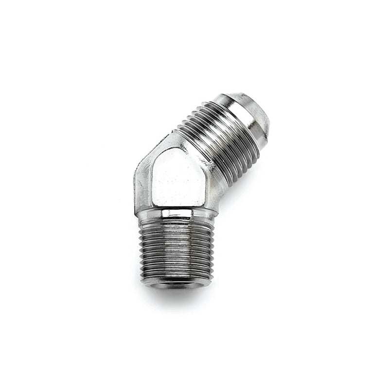 Russell 3AN x 1/8 Inch NPT Male 45 Degree Apapter Fitting With Chrome Finish EDELBROCK Autoparts