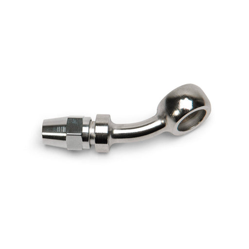 Russell Pro System 2, 7/16 Inch Straight Banjo 35 Degree Compression Hose End Fitting With Chrome Finish - Single EDELBROCK Autoparts