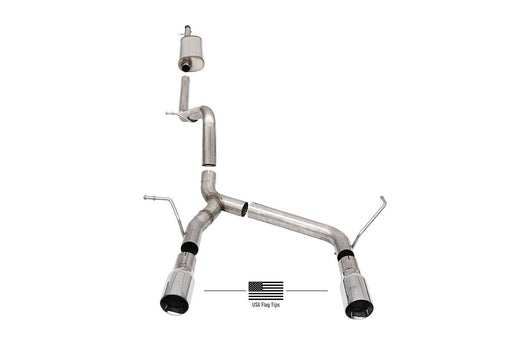 Sport / 2.75 in Cat-Back 4.0 in Single American Flag Tips | 2007-2018 Jeep Wrangler JKU (21122USA) Corsa Autoparts