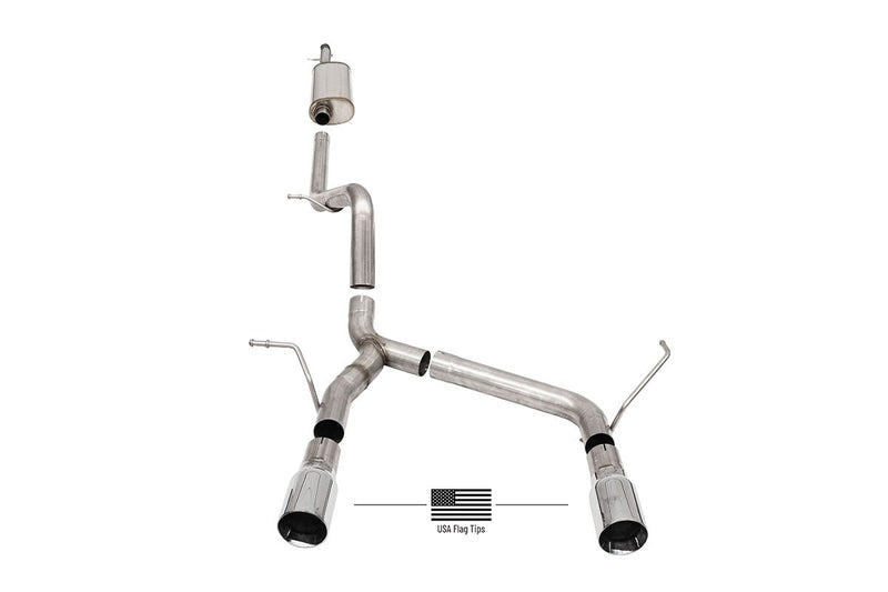 Sport / 2.75 in Cat-Back 4.0 in Single American Flag Tips | 2018-24 Jeep Wrangler JLU 3.6L (21124USA) Corsa Autoparts