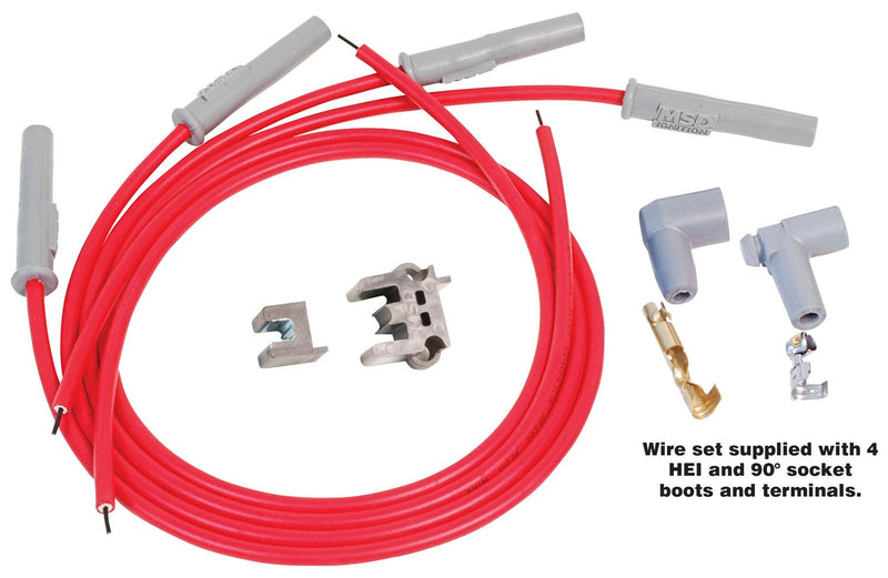 Super Conductor Spark Plug Wire Set 4 Cyl Multi-Angle Plug, Socket/HEI MSD Autoparts