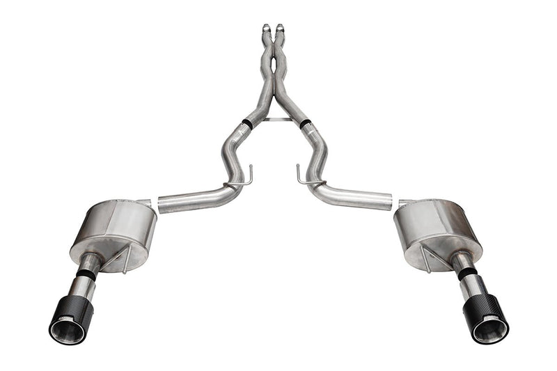 Xtreme, Sport / 3.0 in Cat-Back 4.5 in Carbon Fiber Tips | 2024 Mustang GT Coupe (21251CF, 21255CF) Corsa Autoparts