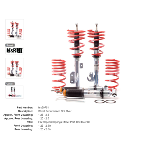 H&R 08-10 Pontiac G8 Street Perf. Coil Over Shock Absorbers