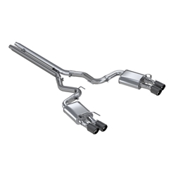 MBRP 18-20 Ford Mustang GT 5.0 w/ Quad Tip Active Exhaust Cat Back Split Rear T304 w/ Carb Fib Tips S72093CF