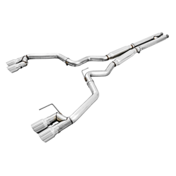 AWE Tuning 2018+ Ford Mustang GT (S550) Cat-back Exhaust - Track Edition (Quad Chrome Silver Tips) 3020-42064