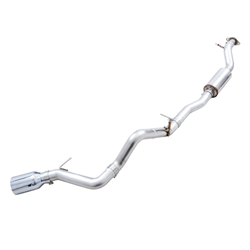 AWE Tuning 2021+ Ford Bronco 0FG Single Rear Exit Exhaust w/Chrome Silver Tip & Bash Guard 3015-22789