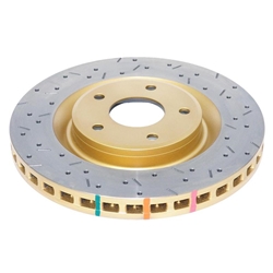 DBA 97-04 Corvette C5/C6 Front Drilled & Slotted 5000 Series 2 Piece Rotor Assembled w/ Gold Hat 52994GLDXS